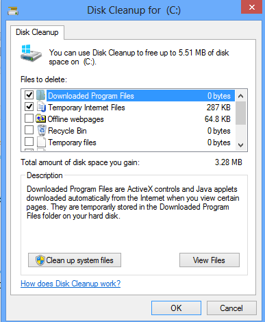 Windows 8 Datenträgerbereinigung