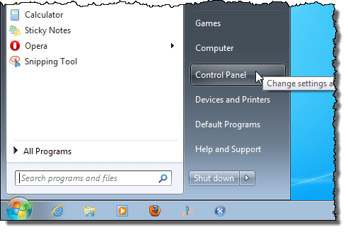 Öffnen der Systemsteuerung in Windows 7