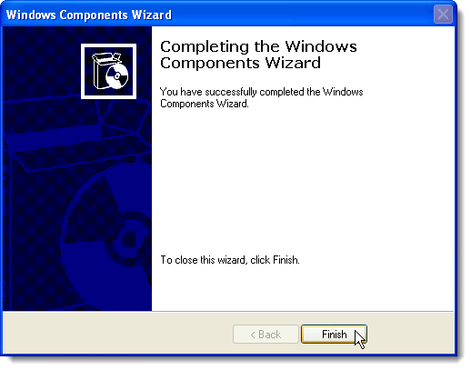 Abschließen des Windows-Komponentenassistenten