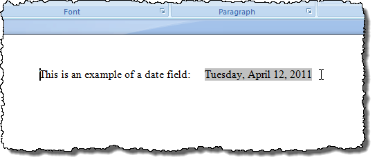 Example of field shading in Word 2007