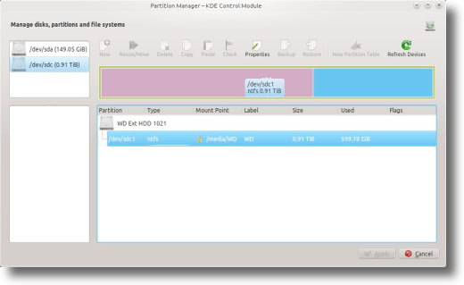 KDE-Partitionsmanager