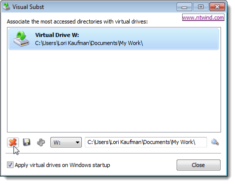 Deleting a virtual drive in Visual Subst