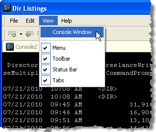 Showing the Console Window