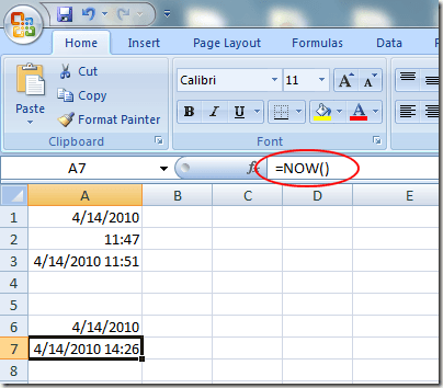 Insert a Dynamic Date and Time Stamp into Excel