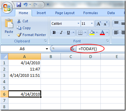 Insert a Dynamic Date into Excel