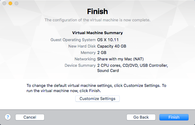 finish virutal machine