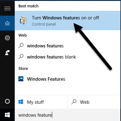 windows features