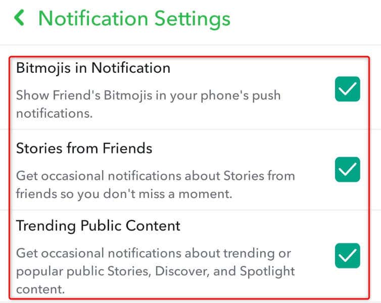 So deaktivieren Sie selektive Benachrichtigungen in Ihrem Snapchat-App-Bild