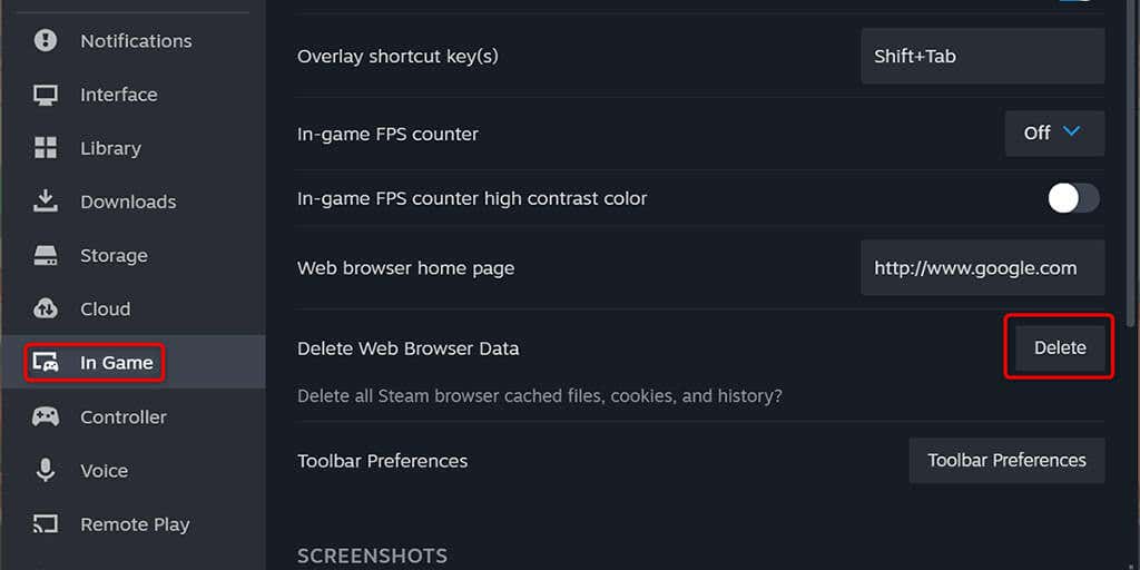 Entfernen Sie das Webbrowser-Datenbild von Steam