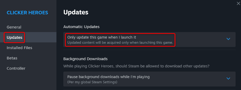 Updates in Steam deaktivieren