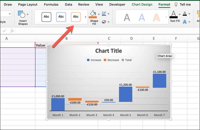 So erstellen Sie ein Wasserfalldiagramm in Microsoft Excel Bild 3