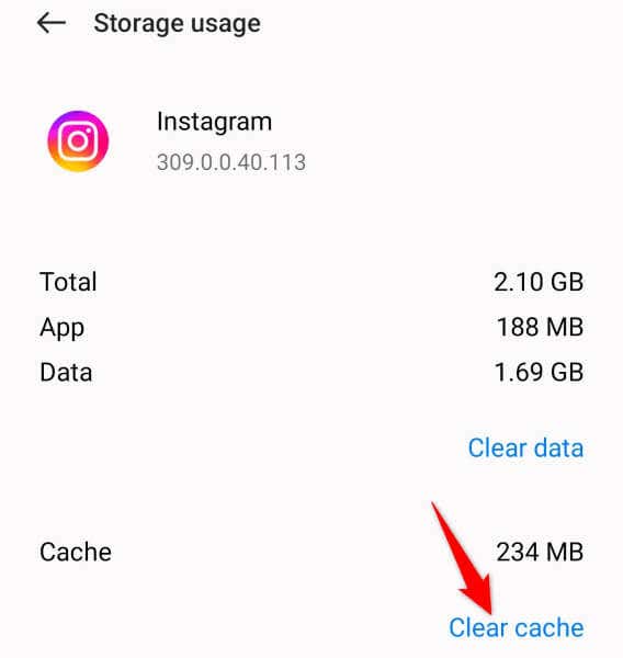 Löschen Sie den App-Cache von Instagram auf dem Android-Bild