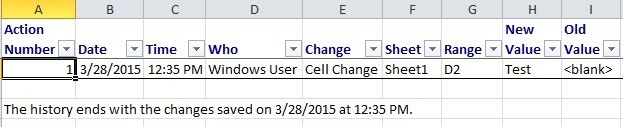 Änderungsverlauf Excel