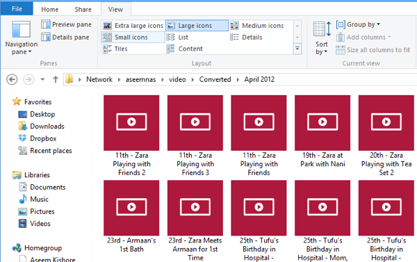 Videos Windows 8 Symbole