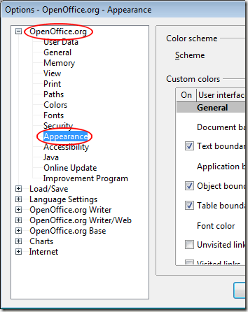 OpenOffice Writer Appearance Options